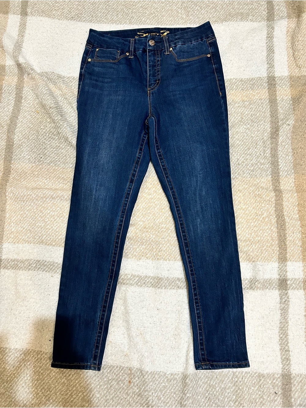 Seven7 Women's Dark Blue Stretch Skinny Jeans EUC